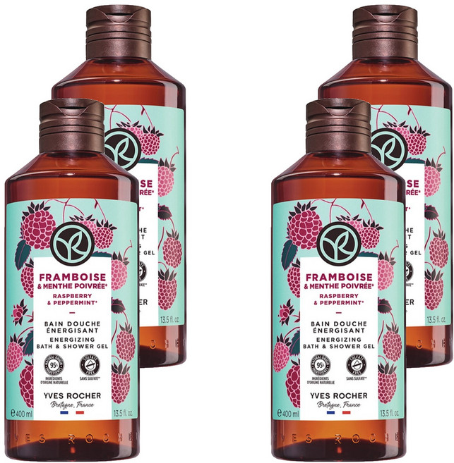 YVES ROCHER 伊夫黎雪 Energizing沐浴露 覆盆子薄荷香, 4瓶, 400ml