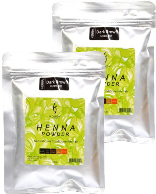 Kogen 海娜粉染髮劑 100g, 深棕色, 2個