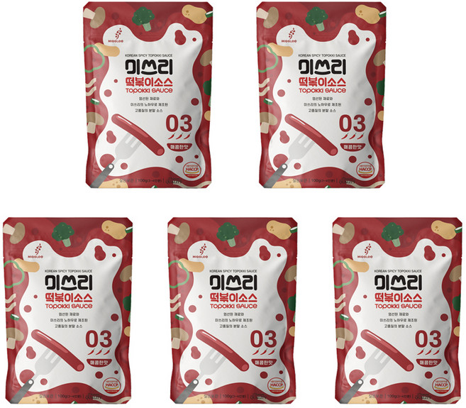 미쓰리 떡볶이 소스 03 매콤한맛, 100g, 5개