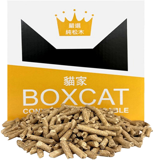 BOXCAT 國際貓家 黃標 松木木屑砂 除臭抗菌 添加日本植物萃取單寧酸 微小球顆粒 凝結效果, 13L, 1盒, 松木