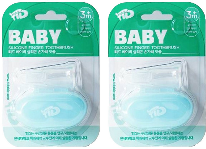 티드 베이비 실리콘 손가락 칫솔, 2개, 1개입