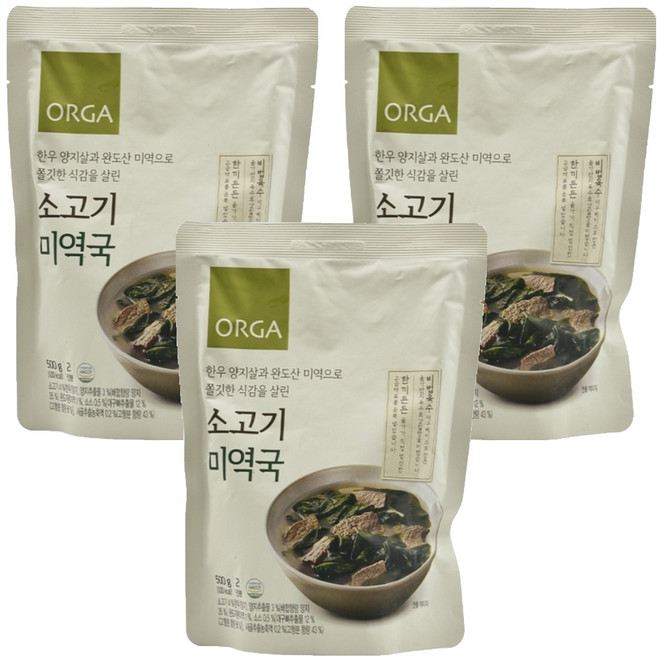 올가홀푸드 소고기 미역국, 3개, 500g