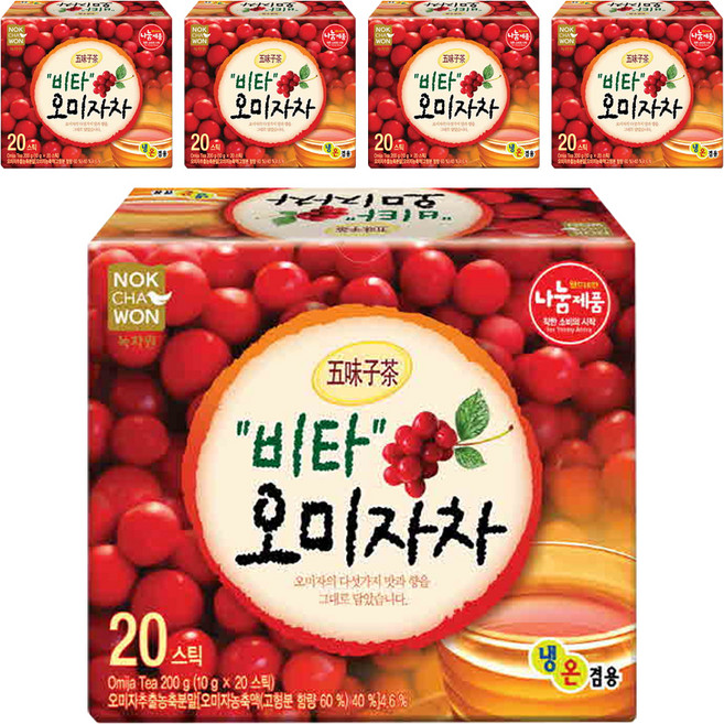 녹차원 비타오미자차, 10g, 20개입, 5개