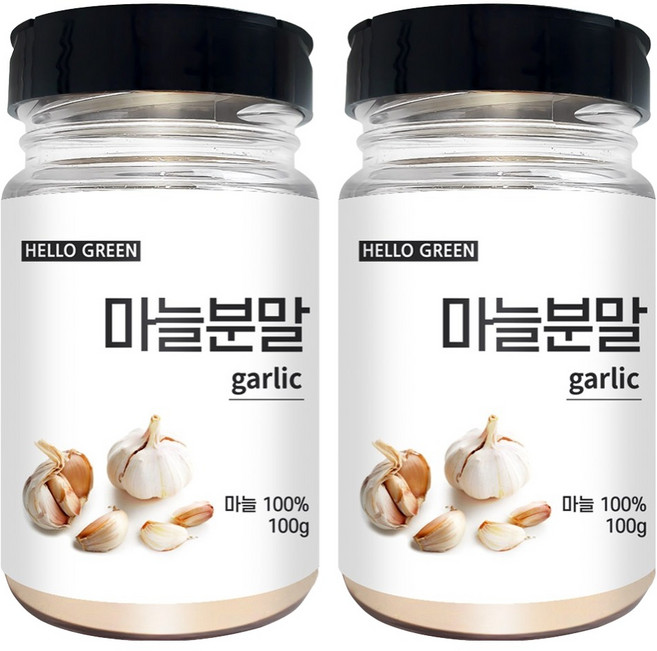 헬로우그린 국산 마늘 분말 통, 100g, 2개