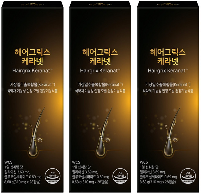 뉴트리코어 헤어그릭스 케라넷 8.68g, 28정, 3개