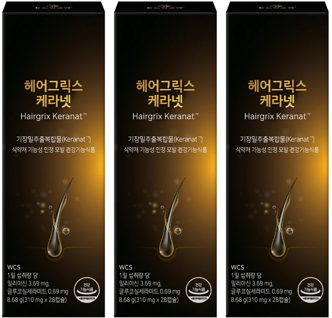 뉴트리코어 헤어그릭스 케라넷 8.68g, 28정, 3개 - 쿠팡