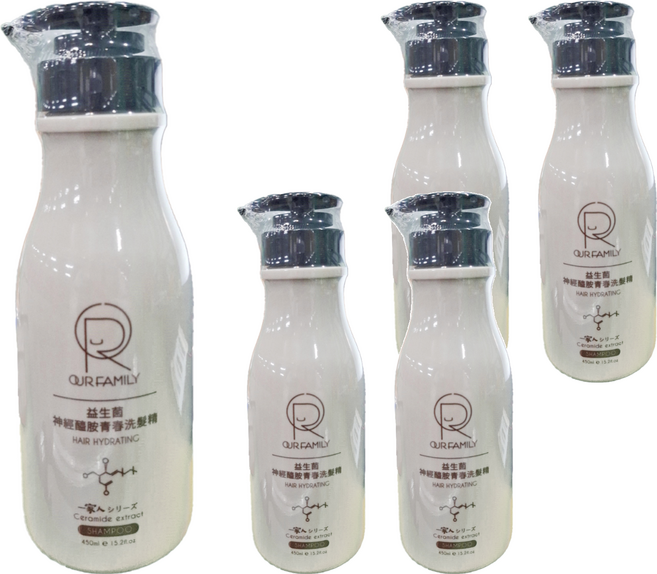 OUR FAMILY 一家人 益生菌神經醯胺青春洗髮精 - 保濕, 450ml, 5件