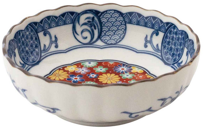 佐和陶瓷 九谷藍染彩菊小皿 XL13102-1A 100ml, 藍染 白色, 1個