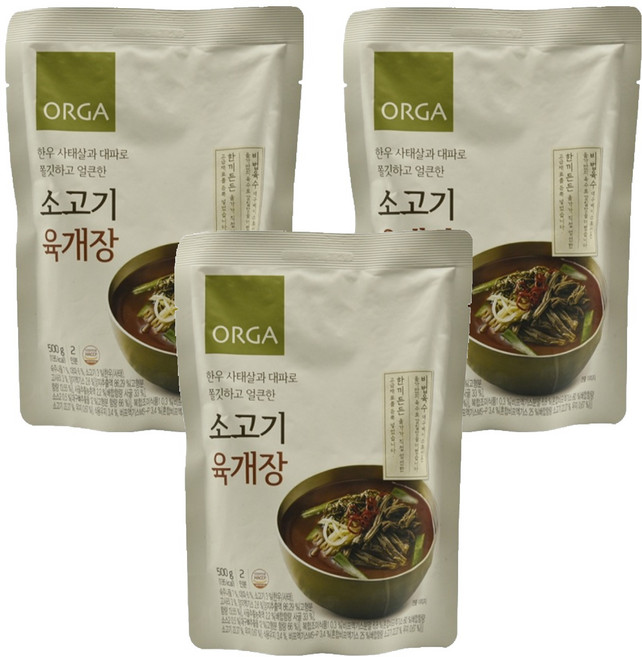 올가홀푸드 소고기 육개장, 3개, 500g