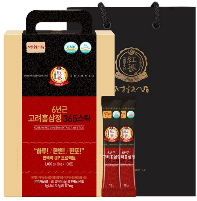 정원삼 6년근 고려홍삼정 365스틱, 1kg, 2개