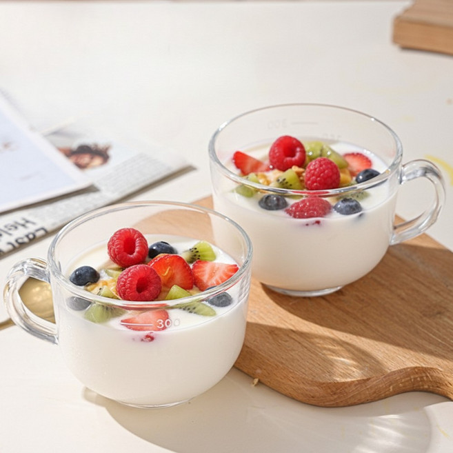 나리다 요거트 우유 시리얼컵 300ml, 투명, 2개
