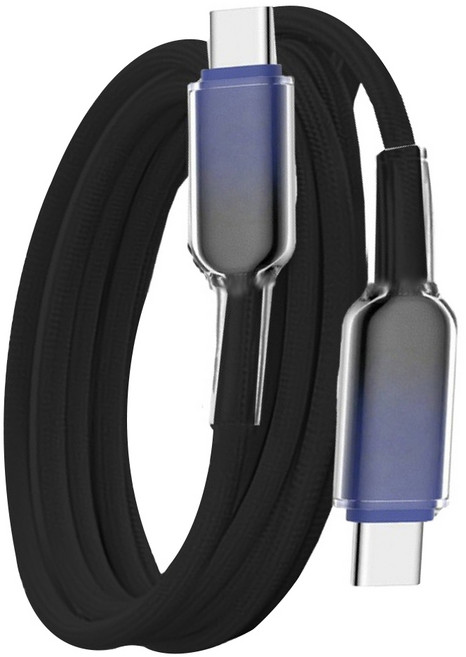 小麥購物 Type-C系列 65w Type-C-Type-C冰晶漸變快充數據線 L1366, 1個, 1m, 黑晶藍