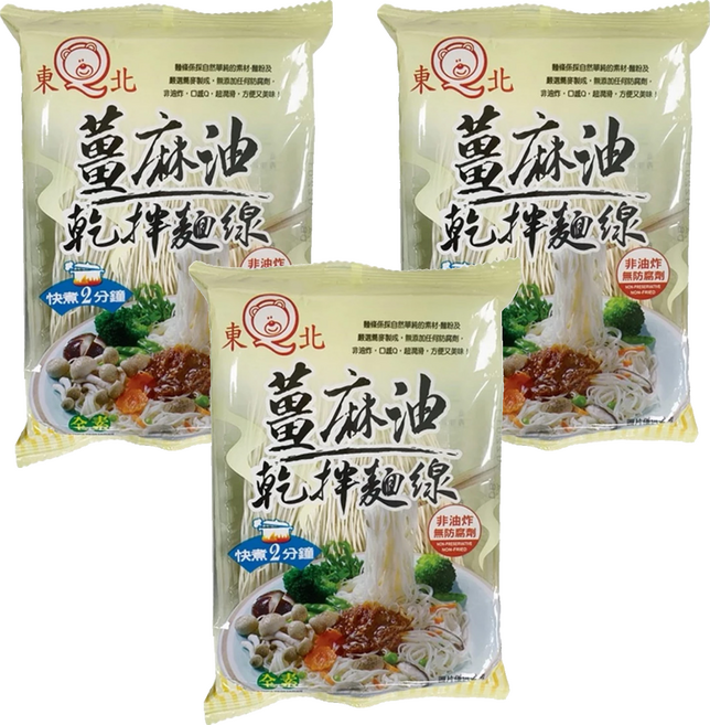 東北製麵 薑麻油乾拌蕎麥麵線, 3包