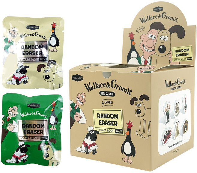 핑크풋 잘 지워지는 귀여운 월레스와 그로밋 지우개, 1세트