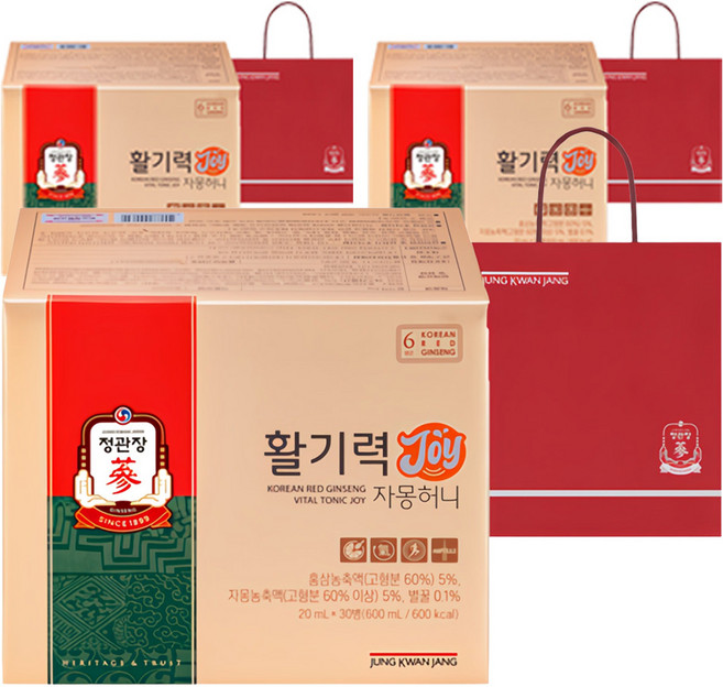 정관장 정품 활기력 JOY+쇼핑백, 20ml, 90개