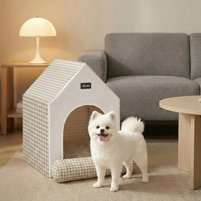 레토 반려동물 목받침 쿠션 하우스, 아이보리, 1개