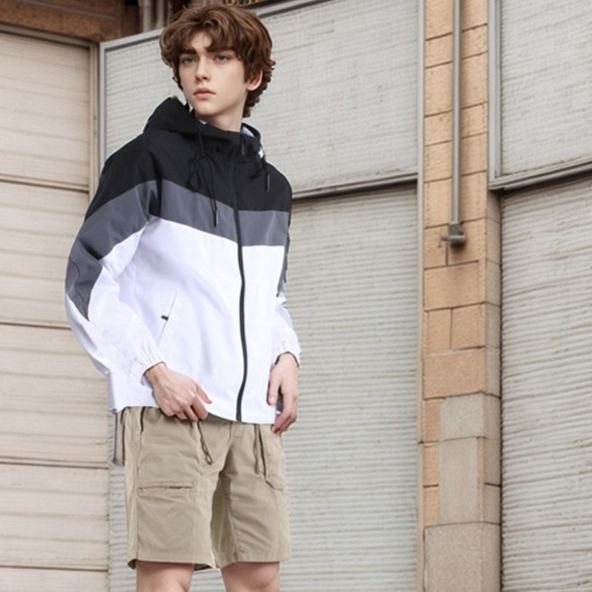 Boy2Man 男款春秋拉格蘭連帽防風拉鍊夾克 NX195