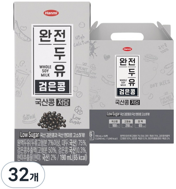 전두유 국산콩 검은콩 저당, 190ml, 32개