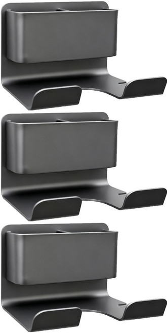 지미스홈 무타공 수납형 드라이기 거치대, 그레이, 3개