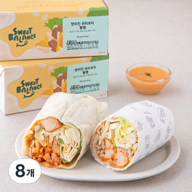 스윗밸런스 핫치킨 귀리보리 웜랩, 190g, 8개
