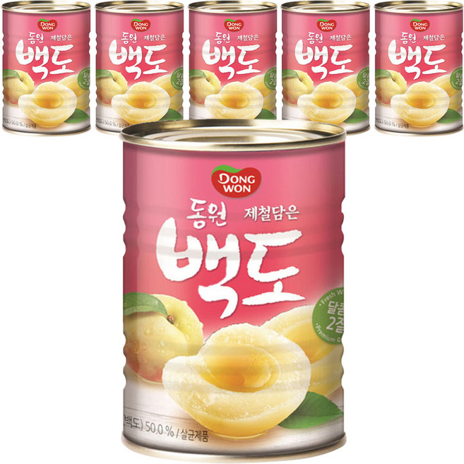 동원 백도 복숭아 통조림, 6개, 400g
