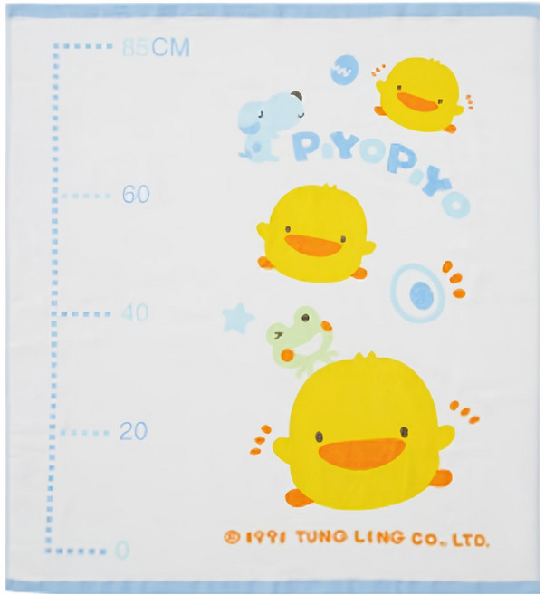 PiYOPiYO 黃色小鴨 身高圖兩用毛巾, 藍色, 1條