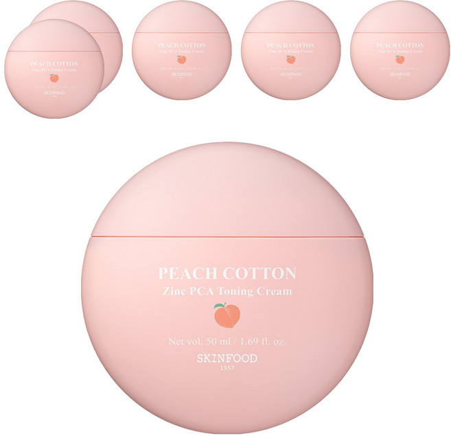 스킨푸드 피치뽀송 징크피씨에이 토닝 크림, 50ml, 6개