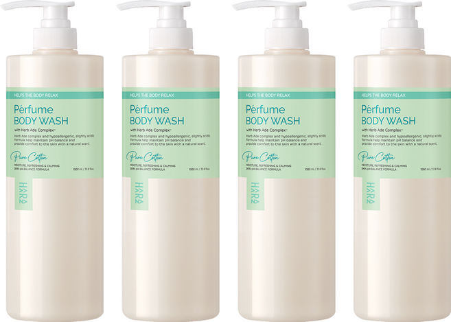 하라즈 퍼퓸 바디워시 퓨어코튼향, 1L, 4개