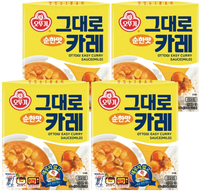 오뚜기 그대로카레 순한맛, 200g, 4개