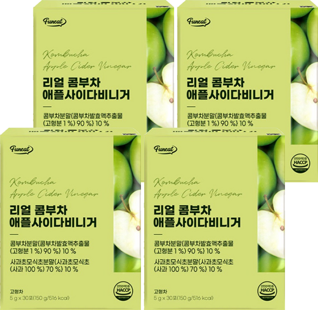 퍼니트 리얼 콤부차 애플사이다비니거, 5g, 30개입, 4개