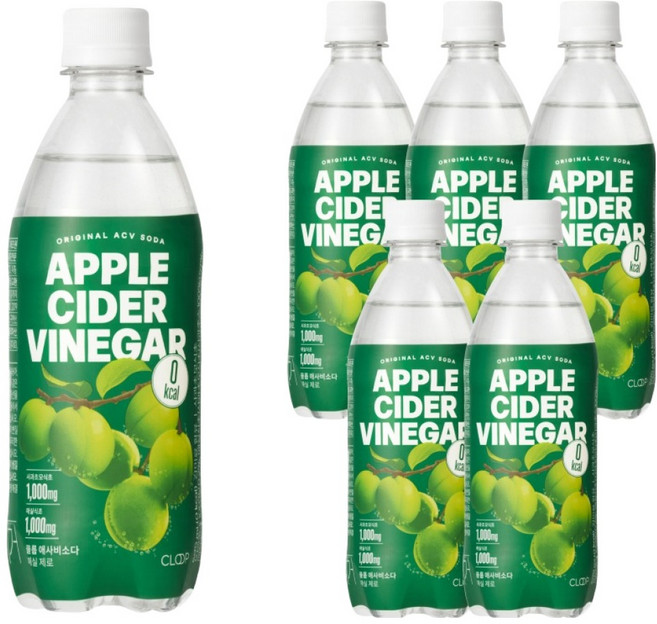 클룹 애사비소다 매실 제로 탄산음료, 500ml, 6개