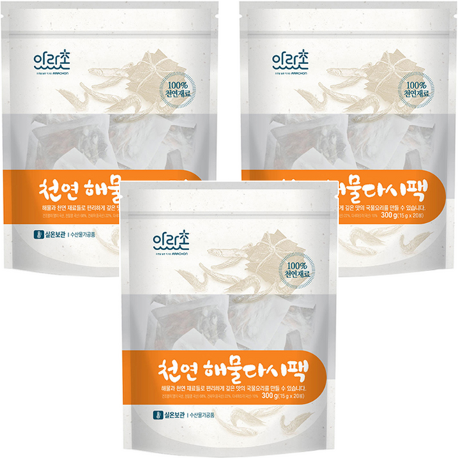 아라촌 천연 해물 다시팩 20p, 3개, 300g