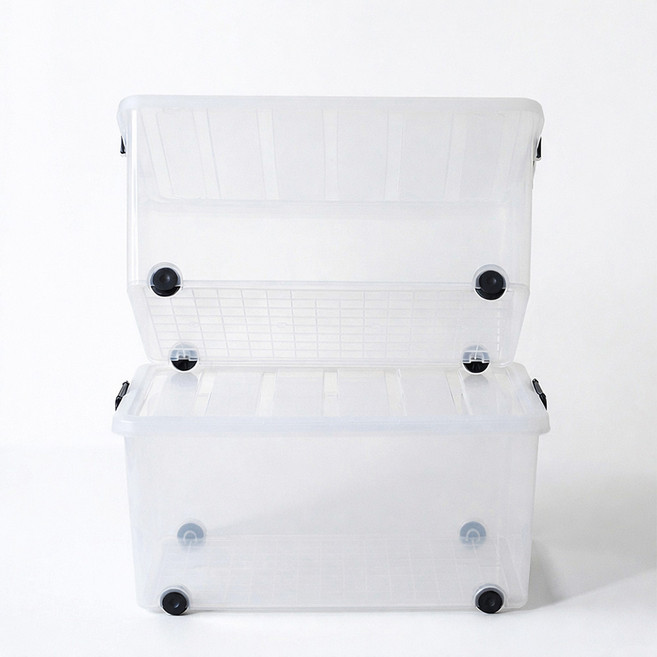 아이리스 대형 이동식 버클 리빙박스 TFC, 클리어, 82L, 2개