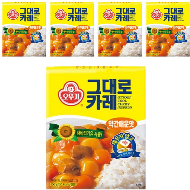 오뚜기 그대로카레 약간매운맛, 200g, 5개