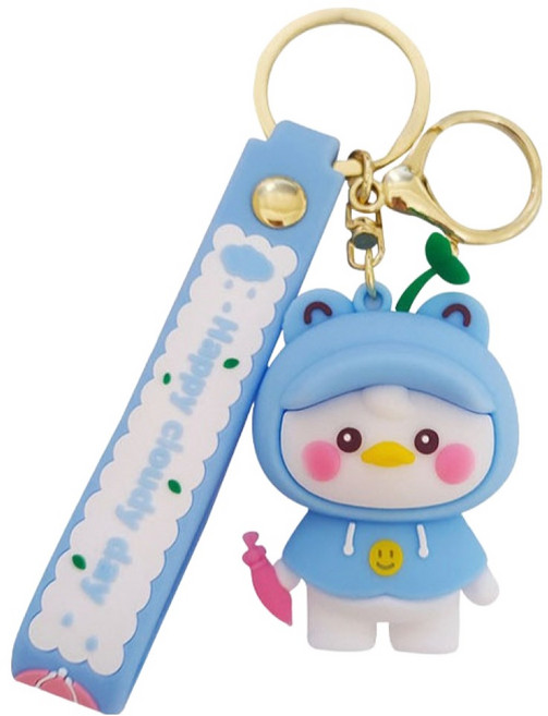 도림 우비 오리 가방 자동차 키링, 1개, 블루