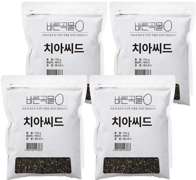 바른곡물 치아씨드, 750g, 4개