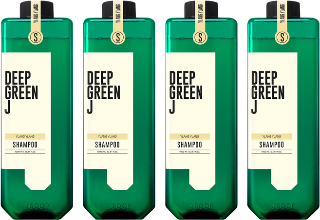 딥그린제이 아로마 약산성 비건 샴푸 일랑일랑향, 1L, 4개
