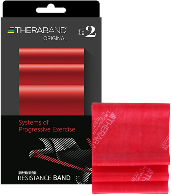 세라밴드 오리지널 탄성저항 밴드 2단계 + 운동포스터, 레드, 1개