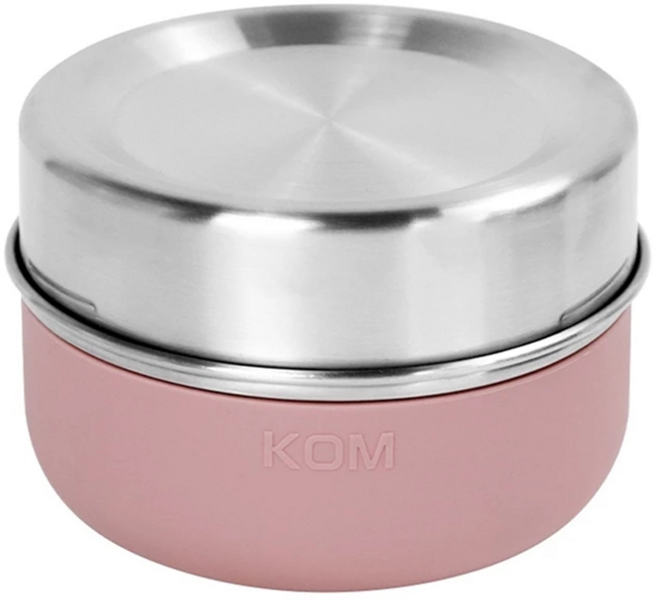KOM 一器盒成 可微波不鏽鋼便當盒, 豆沙粉, 1個