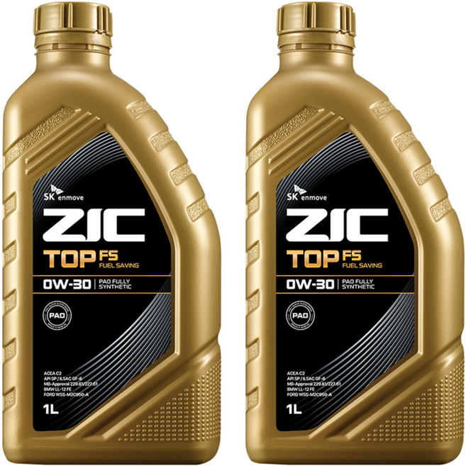 지크 TOP FS 가솔린 엔진오일, 2개, 0w30, 1L