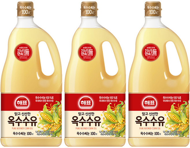 해표 옥수수유, 1.8L, 3개