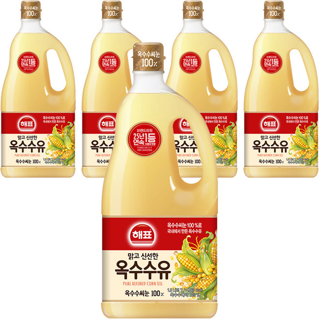 해표 옥수수유, 1.8L, 5개