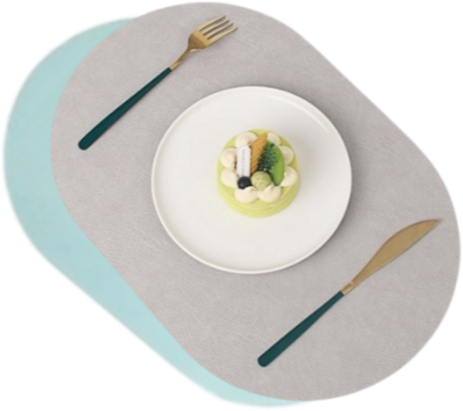 소요샵 양면 식탁 테이블 매트, 라이트그레이 + 라이트블루, 1개, 45 x 30 cm