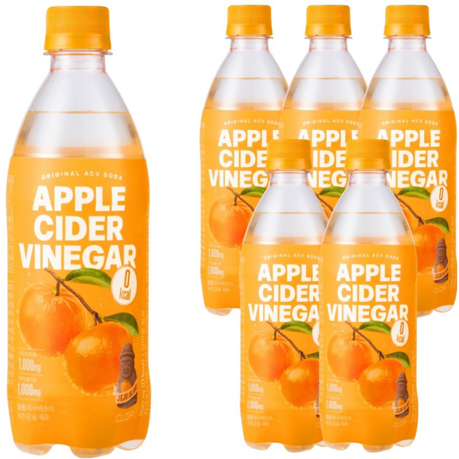 클룹 애사비소다 제주감귤 제로 탄산음료, 500ml, 6개