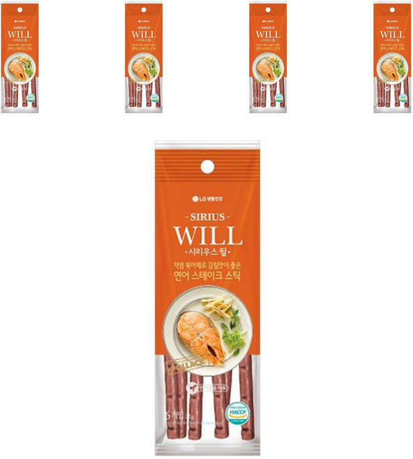 시리우스 강아지 윌 스테이크 스틱, 연어, 22g, 5개