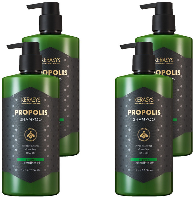 KERASYS 綠蜂膠活力光澤洗髮精, 4瓶, 1L