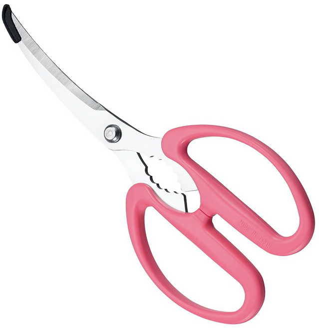 SHIMOMURA 下村 曲線刀刃廚房剪刀 日本製, 粉色, 1個