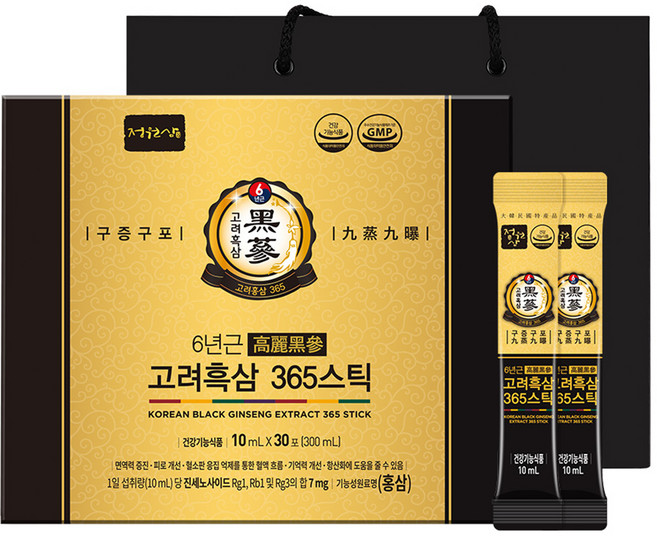 정원삼 구증구포 고려흑삼 365 스틱 + 쇼핑백, 300ml, 1세트