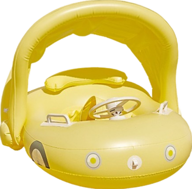 아띠래빗 빵빵 아기 물놀이 보행기튜브, 옐로우 자동차, 1개