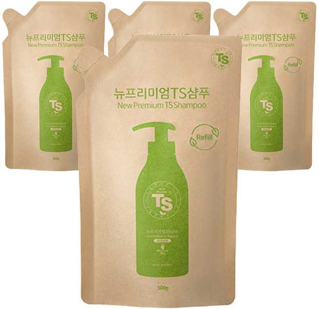 TS 뉴프리미엄 리필용 샴푸 라벤더향, 500g, 4개